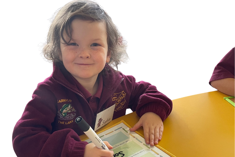 Student completing a writing task