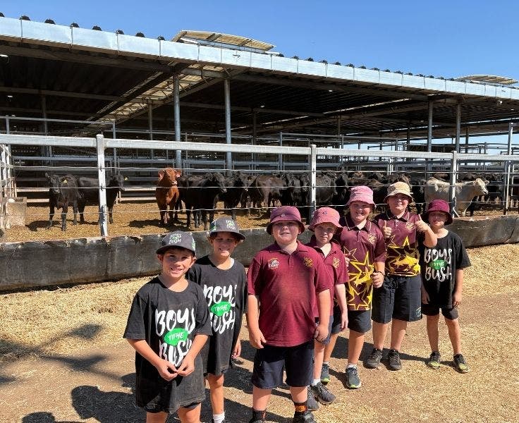 Boys to the bush participants at the Barnawatha saleyards