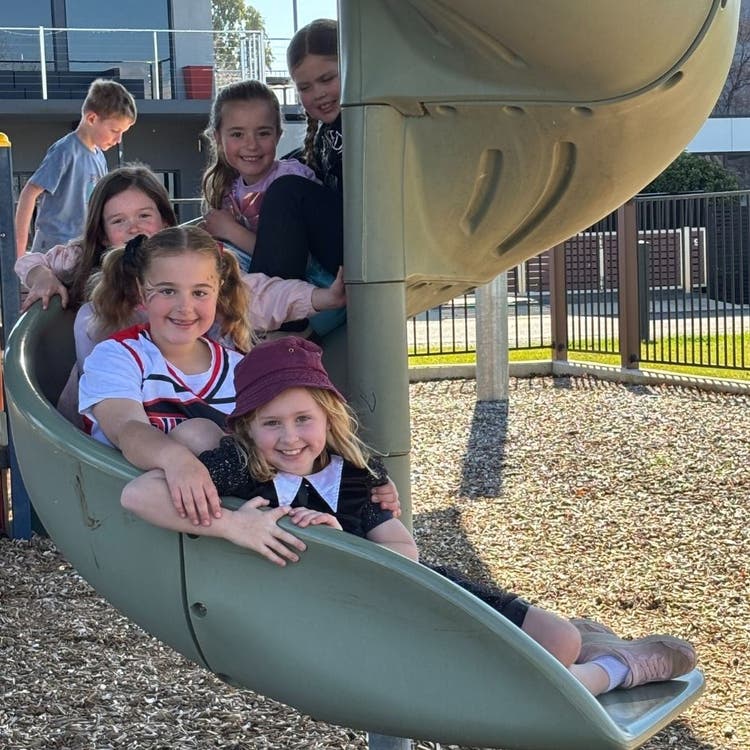 Students on slide at Mulwala foreshore